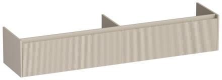 Brauer Embrace Wavy - Onderkast - 200 cm - met 2 Softclose Lades Greeploos en 2 Sifon Uitsparingen - Mat Beige