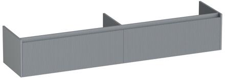 Brauer Embrace Wavy - Onderkast - 200 cm - met 2 Softclose Lades Greeploos en 2 Sifon Uitsparingen - Mat Grijs