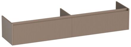 Brauer Embrace Wavy - Onderkast - 200 cm - met 2 Softclose Lades Greeploos en 2 Sifon Uitsparingen - Mat Mokka