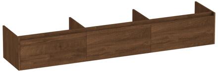 Brauer Embrace Wavy - Onderkast - 220 cm - met 3 Softclose Lades Greeploos en 0 cm - Sifon Uitsparingen - Forest Cacao