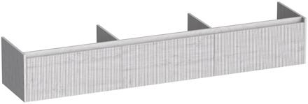 Brauer Embrace Wavy - Onderkast - 220 cm - met 3 Softclose Lades Greeploos en 0 cm - Sifon Uitsparingen - Forest Seashell