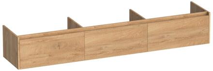 Brauer Embrace Wavy - Onderkast - 220 cm - met 3 Softclose Lades Greeploos en 0 cm - Sifon Uitsparingen - Forest Tan