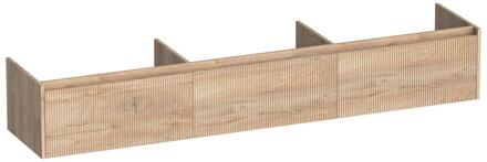 Brauer Embrace Wavy - Onderkast - 220 cm - met 3 Softclose Lades Greeploos en 0 cm - Sifon Uitsparingen - Forest Wheat