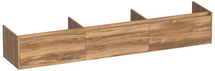 Brauer Embrace Wavy - Onderkast - 220 cm - met 3 Softclose Lades Greeploos en 0 cm - Sifon Uitsparingen - Honey