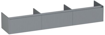Brauer Embrace Wavy - Onderkast - 220 cm - met 3 Softclose Lades Greeploos en 0 cm - Sifon Uitsparingen - Mat Grijs