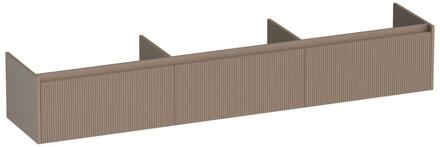Brauer Embrace Wavy - Onderkast - 220 cm - met 3 Softclose Lades Greeploos en 0 cm - Sifon Uitsparingen - Mat Mokka