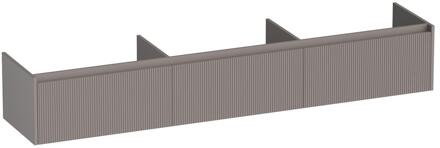 Brauer Embrace Wavy - Onderkast - 220 cm - met 3 Softclose Lades Greeploos en 0 cm - Sifon Uitsparingen - Mat Taupe
