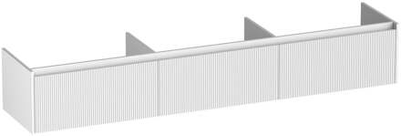 Brauer Embrace Wavy - Onderkast - 220 cm - met 3 Softclose Lades Greeploos en 0 cm - Sifon Uitsparingen - Mat Wit