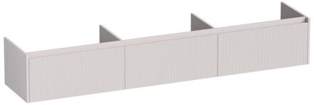 Brauer Embrace Wavy - Onderkast - 220 cm - met 3 Softclose Lades Greeploos en 0 cm - Sifon Uitsparingen - Mat Zand