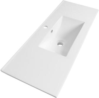 Brauer Frost Wastafel - 100 cm - met 1 Spoelbak en 1 Kraangat - Keramiek Hoogglans Wit