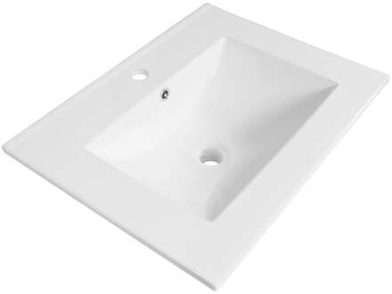 Brauer Frost Wastafel - 60 cm - met 1 Spoelbak en 1 Kraangat - Keramiek Hoogglans Wit