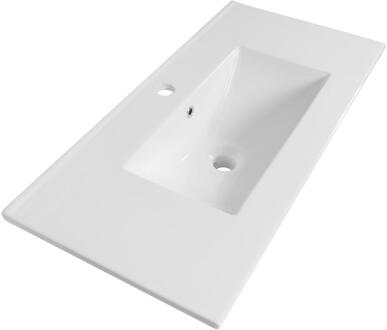 Brauer Frost Wastafel - 80 cm - met 1 Spoelbak en 1 Kraangat - Keramiek Hoogglans Wit