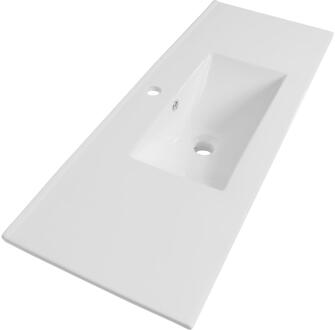 Brauer Frost Wastafel Ondiep - 100 cm - met 1 Spoelbak en 1 Kraangat - Keramiek Hoogglans Wit