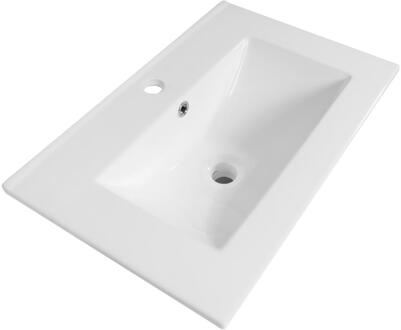 Brauer Frost Wastafel Ondiep - 60 cm - met 1 Spoelbak en 1 Kraangat - Keramiek Hoogglans Wit