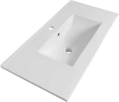 Brauer Frost Wastafel Ondiep - 80 cm - met 1 Spoelbak en 1 Kraangat - Keramiek Hoogglans Wit