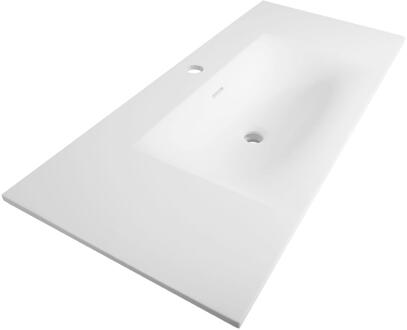 Brauer Glacier Wastafel - 100 cm - met 1 Spoelbak en 1 Kraangat - Fine Stone Mat Wit