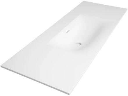 Brauer Glacier Wastafel - 120 cm - met 1 Spoelbak en 0 Kraangaten - Fine Stone Mat Wit