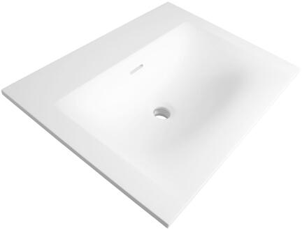 Brauer Glacier Wastafel - 60 cm - met 1 Spoelbak en 0 Kraangaten - Fine Stone Mat Wit