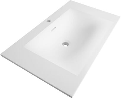 Brauer Glacier Wastafel - 80 cm - met 1 Spoelbak en 1 Kraangat - Fine Stone Mat Wit