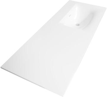 Brauer Glacier Wastafel Asymmetrisch - 120 met 1 Spoelbak Rechts en 0 Kraangaten - Fine Stone Hoogglans Wit