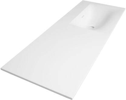 Brauer Glacier Wastafel Asymmetrisch - 120 met 1 Spoelbak Rechts en 0 Kraangaten - Fine Stone Mat Wit