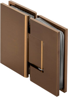 Brauer Glasscharnier 180 graden 2 stuks PVD koper geborsteld