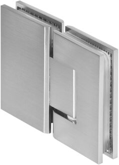 Brauer Glasscharnier 180 graden 2 stuks PVD RVS-kleurig geborsteld Wit Chroom