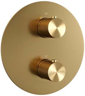 Brauer Gold Carving - 3 Weg - Inbouwthermostaat - Rond - In/afbouwdelen - Goud Geborsteld PVD