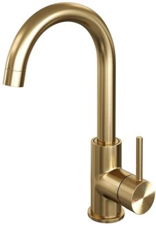 Brauer Gold carving Wastafelmengkraan opbouw - hoog - draaibaar - ronde uitloop - model a - PVD - geborsteld goud 5-GG-003-R4 Goud geborsteld