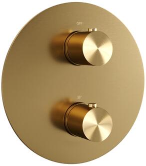 Brauer Gold Edition - 3 Weg - Inbouwthermostaat - Rond - In/afbouwdelen - Goud Geborsteld PVD