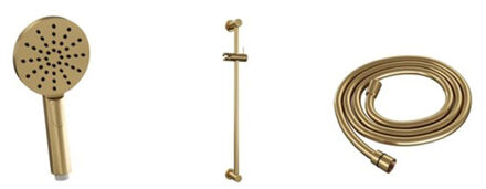 Brauer Gold Edition Douchekraan opbouw - glijstang - 1 functie - 2 gladde knoppen - handdouche rond 3 standen - geborsteld goud sw547623/sw547624/sw547626/ Goud messing geborsteld