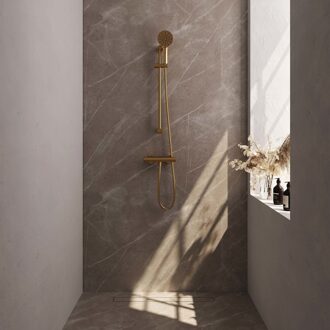 Brauer Gold Edition Douchekraan opbouw - glijstang - 1 functie - 2 gladde knoppen - handdouche rond 3 standen - PVD - geborsteld goud 5-GG-236 Goud geborsteld