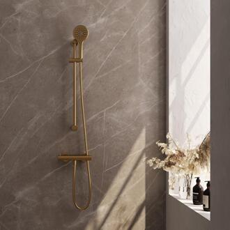 Brauer Gold Edition Glijstangset met Thermostaatkraan - 3-Standen Handdouche - Goud Geborsteld Pvd