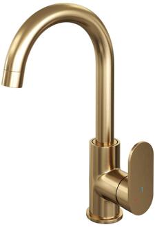Brauer Gold Edition Hoge Opbouw Wastafelmengkraan met Draaibare Ronde Uitloop Model C Goud Geborsteld PVD