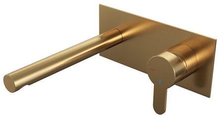 Brauer Gold Edition inbouw wastafelkraan I-model met achterplaat - hendel 4 - geborsteld goud PVD