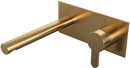 Brauer Gold Edition inbouw wastafelkraan I-model met achterplaat - hendel 4 - geborsteld goud PVD