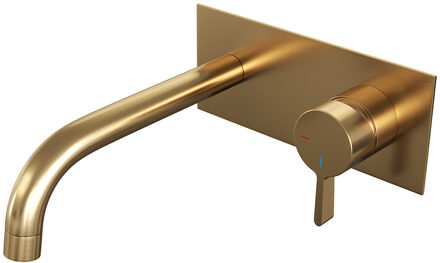 Brauer Gold Edition inbouw wastafelkraan met achterplaat - hendel 2 - geborsteld goud PVD