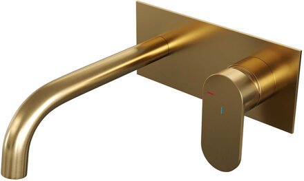 Brauer Gold Edition inbouw wastafelkraan met achterplaat - hendel 3 - geborsteld goud PVD