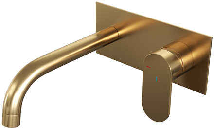 Brauer Gold Edition inbouw wastafelkraan met achterplaat - hendel 3 - geborsteld goud PVD