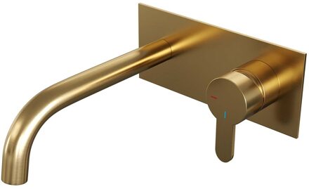 Brauer Gold Edition inbouw wastafelkraan met achterplaat - hendel 4 - geborsteld goud PVD