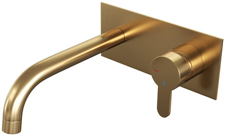 Brauer Gold Edition inbouw wastafelkraan met achterplaat - hendel 4 - geborsteld goud PVD