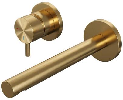 Brauer Gold Edition Inbouw Wastafelmengkraan met Rechte Uitloop en Rozetten Model B2 Goud Geborsteld PVD