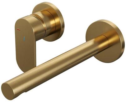 Brauer Gold Edition Inbouw Wastafelmengkraan met Rechte Uitloop en Rozetten Model C2 Goud Geborsteld PVD