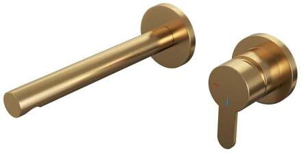 Brauer Gold Edition Inbouw Wastafelmengkraan met Rechte Uitloop en Rozetten Model D1 Goud Geborsteld PVD