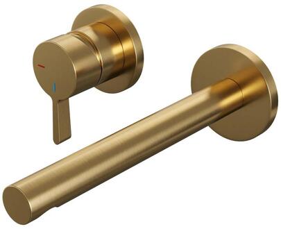 Brauer Gold Edition Inbouw Wastafelmengkraan met Rechte Uitloop en Rozetten Model E2 Goud Geborsteld PVD