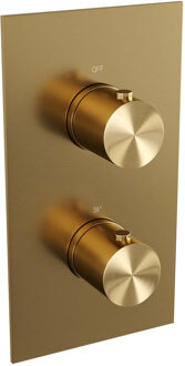 Brauer Gold Edition inbouwthermostaat - met inbouwdeel - 2 gladde knoppen - PVD - geborsteld goud 5-GG-5100 Goud geborsteld