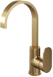 Brauer Gold Edition wastafelkraan hoog cascade - hendel 3 - geborsteld goud PVD