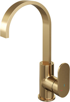 Brauer Gold Edition wastafelkraan hoog cascade - hendel 3 - geborsteld goud PVD