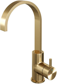 Brauer Gold Edition wastafelkraan hoog cascade - hendel 5 - geborsteld goud PVD