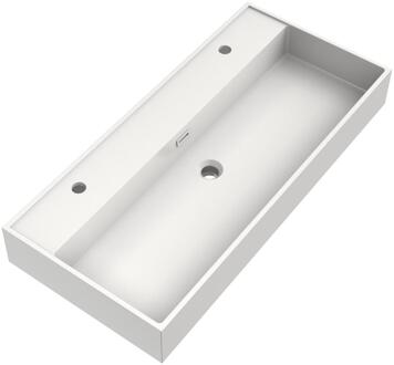 Brauer Gravity Wastafel - 100 cm - met 1 Spoelbak en 2 Kraangaten - Mineraalmarmer Zijdeglans Wit